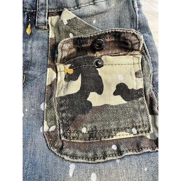 Waimea boys Blue Denim Camo Distressed Moto Skinny Fit Jeans‎ sz 6 Adjustable - Picture 8 of 9